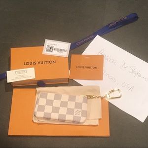 💯 Authentic LV Damier Azur Key Pouch/Pochette Cle